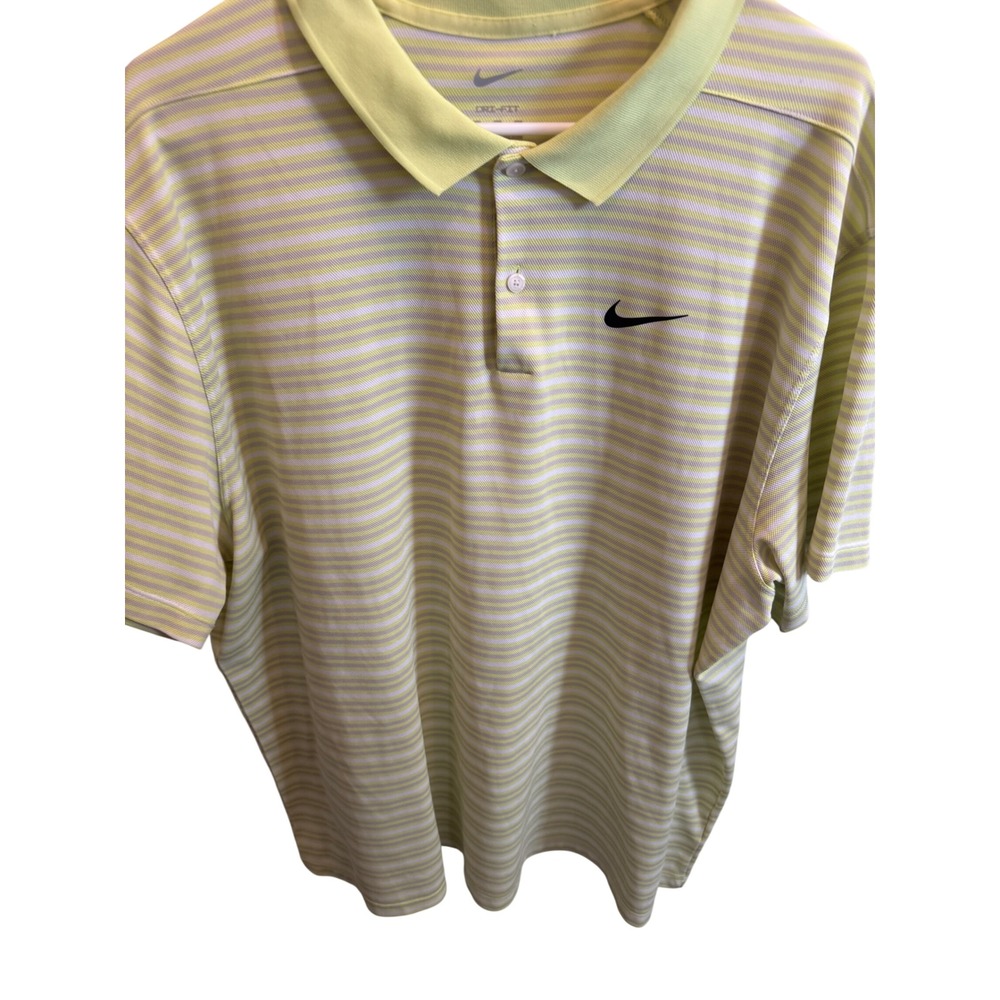 Nike Golf Dri-FIT Polo Shirt Mens XXL Lime Green Striped Short Sleeve Top